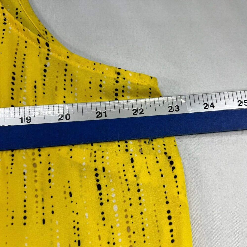 Apt 9 Blouse Womens Size Xlarge Yellow Black Dots Sleeveless Pockets - Picture 6 of 7